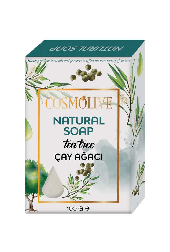 100gr-Tea-Tree.png Natural Soap From COSMOLIVE,100 gr - Tea Tree - Image 1