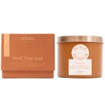 شمعة معطرة بريميوم برائحة زهر الخوخ في قالب زجاجي فاخر من ايكوس، فاتيل قطني بخيوط ورقية ذاتي التقليم