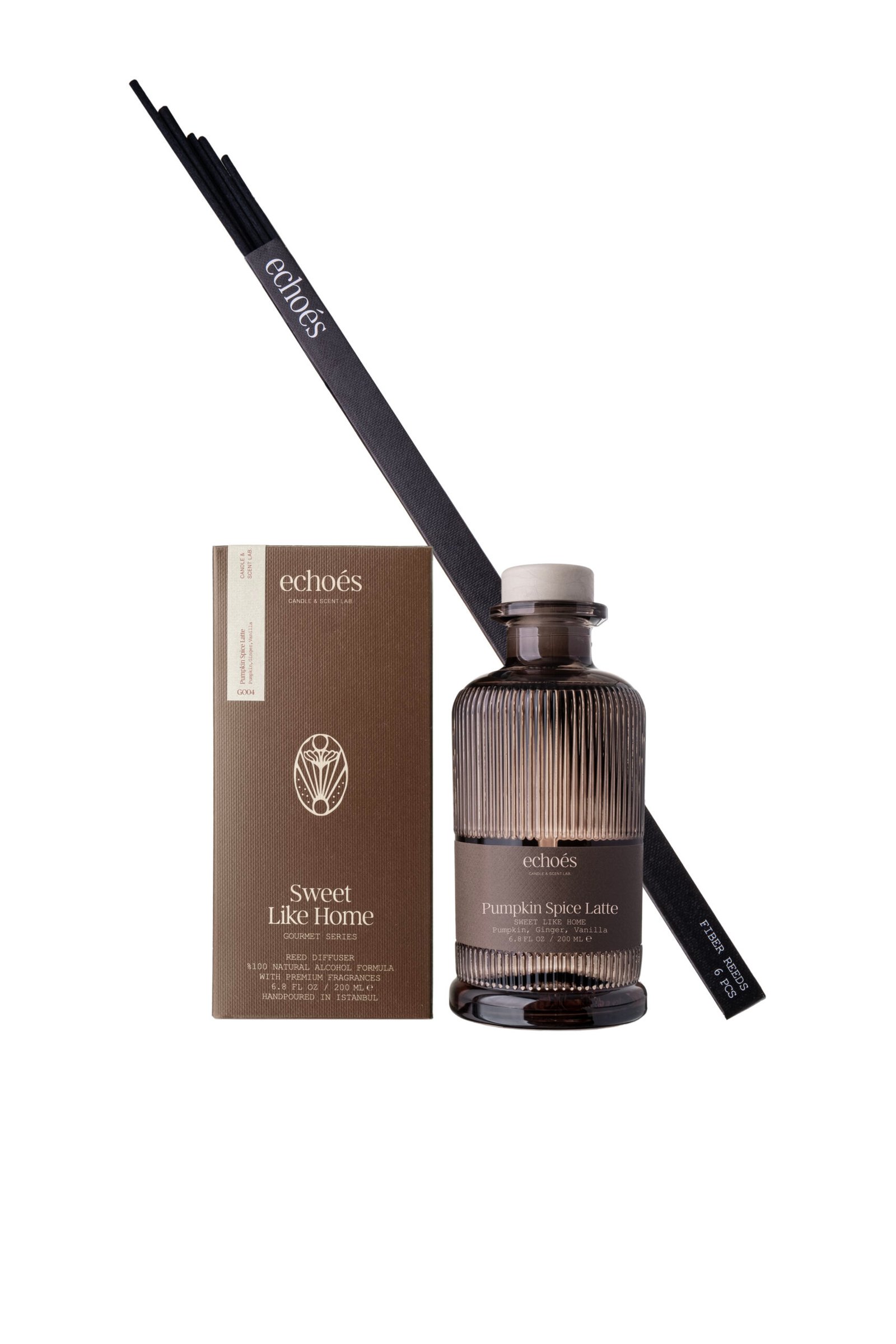pumpkinspicelattediff3 Echoes Pumpkin Spice Latte Premium Reed Diffuser with Sticks - 200ml - Image 1